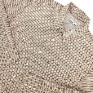 Wrangler Wrancher Pearl Snap Shirt Mens XLT Brown Geometric Western Ranch Cowboy